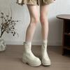 Beige heightening jk new spring and autumn college style Martin boots women's short boots feeling small man thick bottom
