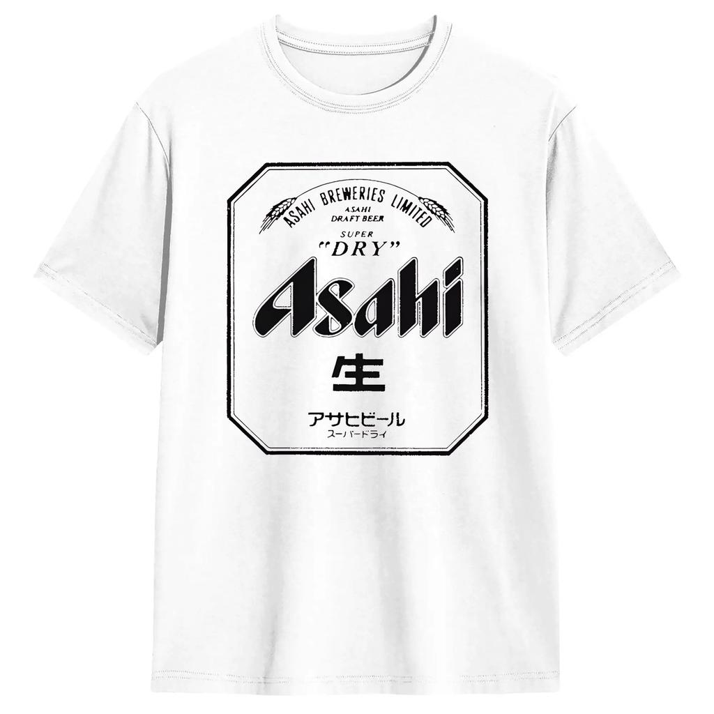 Asahi Beer T-Shirt Popular T Shirts Short-Sleeved Streetwear Tops Summer 100 Cotton Plus Size