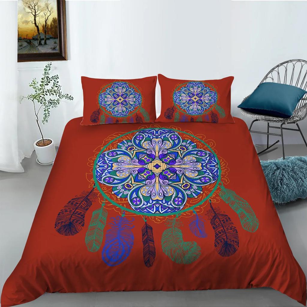 Colorful Dream Catcher Fish And Feather Dreamlike Duvet Cover Boho Polyester Quilt Cover For Girls Women For Bedroom Decorations