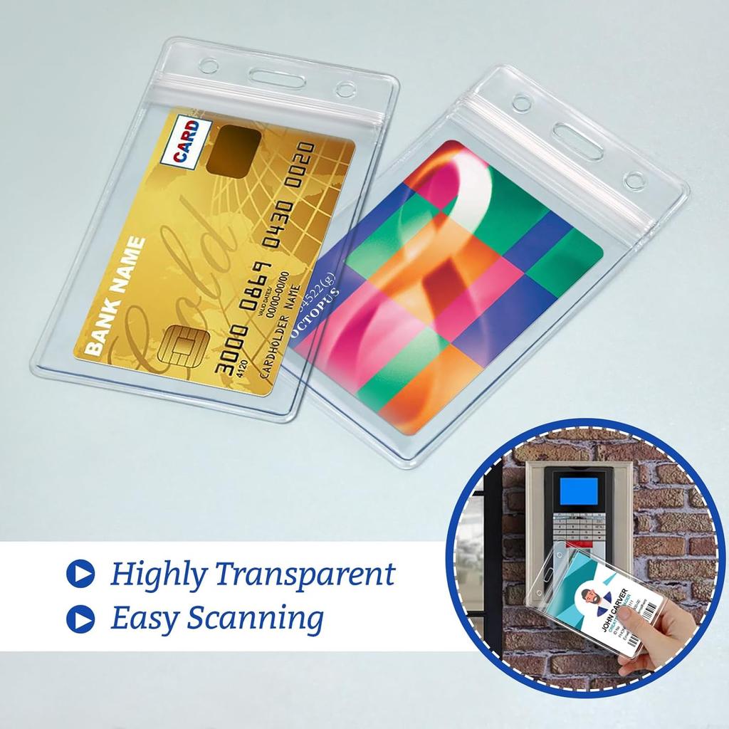 1/50Pcs Waterproof Transparent Card Holder Name Tag ID Badge Holder Protectors Vertical Sleeve Pouch Office School Supplies
