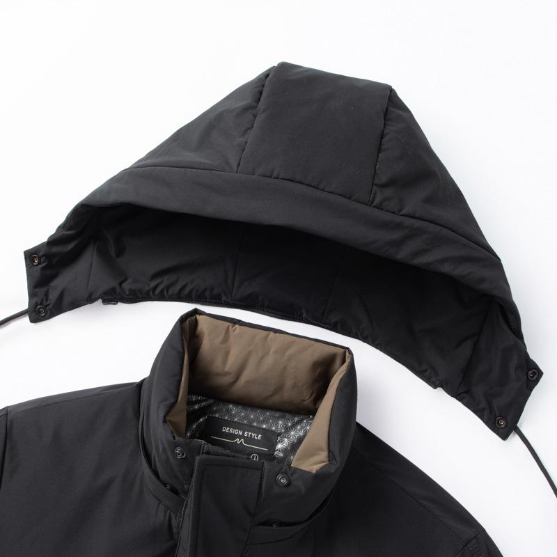 Autumn and Winter Duck Down Unloading Cap Zipper Version Middle-aged Business Warm Down Casual Thick Coat