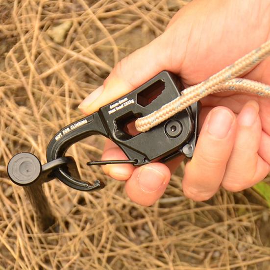 3Pcs/Set Rope Tensioner with Cord Carabiner Outdoor Backpacking Hiking Camping Guyline Cord Adjuster Aluminum Alloy Self-Locking Rope Tightener