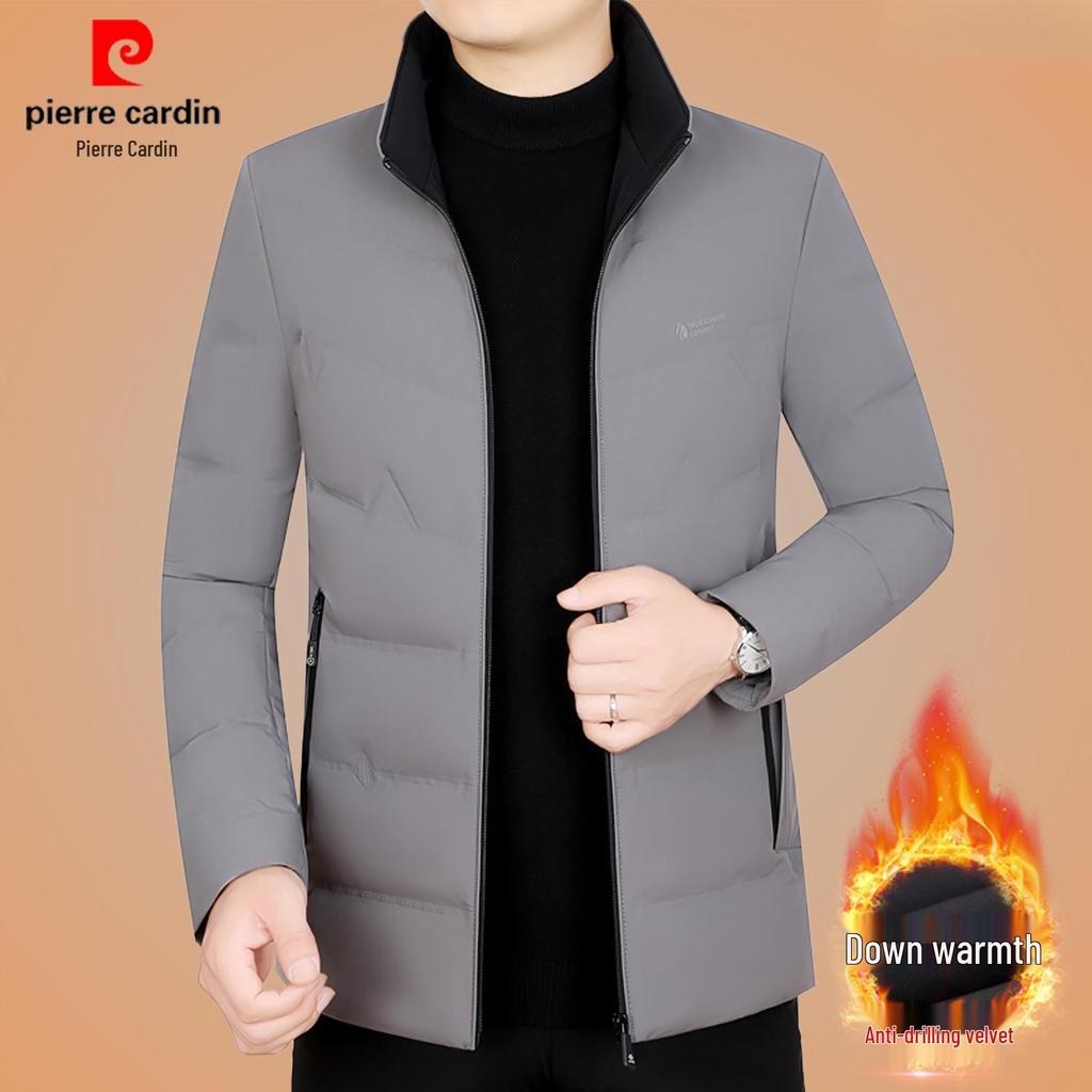 Męska lekka kurtka puchowa Pierre Cardin o dopasowanym kroju - Casualowy płaszcz jesienno-zimowy dla osób w średnim wieku i starszych
