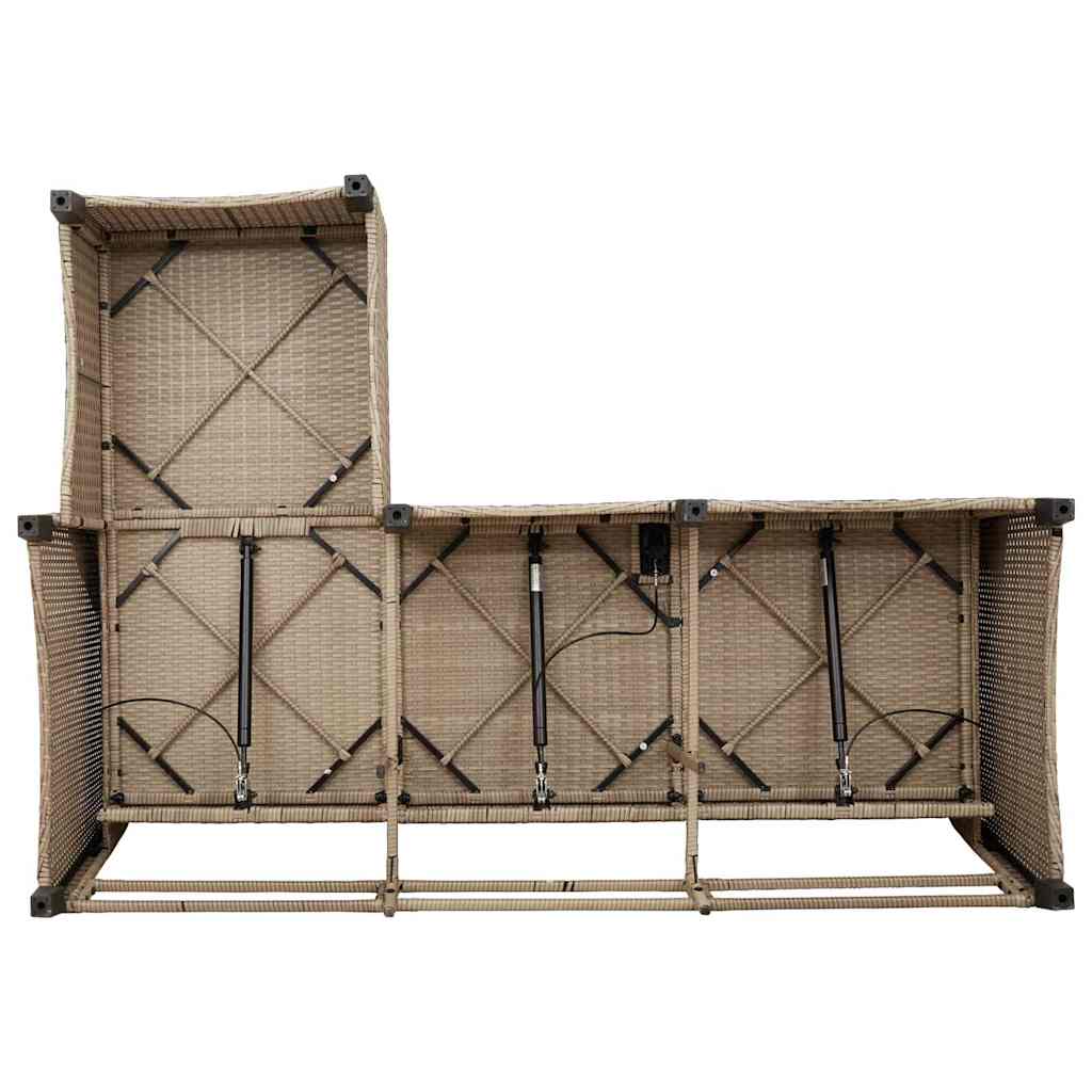 3 Piece Garden Sofa Set with Cushions L Shaped Beige Poly Rattan
