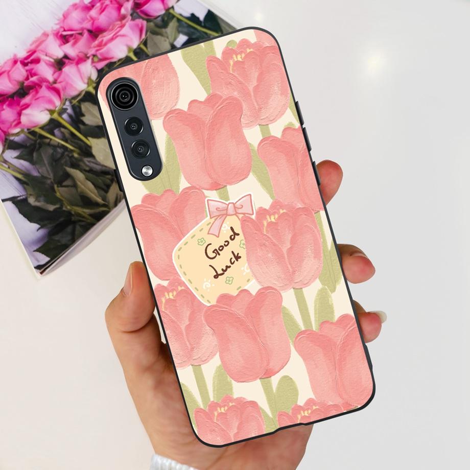 For LG Velvet 5G 4G / Velvet 5G UW Case Cute Cartoon Panda Flower Luxury Soft Silicon Phone Case Back Cover Capas