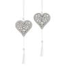 Christmas Tree Ornaments Set of 2, Glitter Hollow Snowflake Heart Butterfly Hanging Decorations with Tassel Flower Design