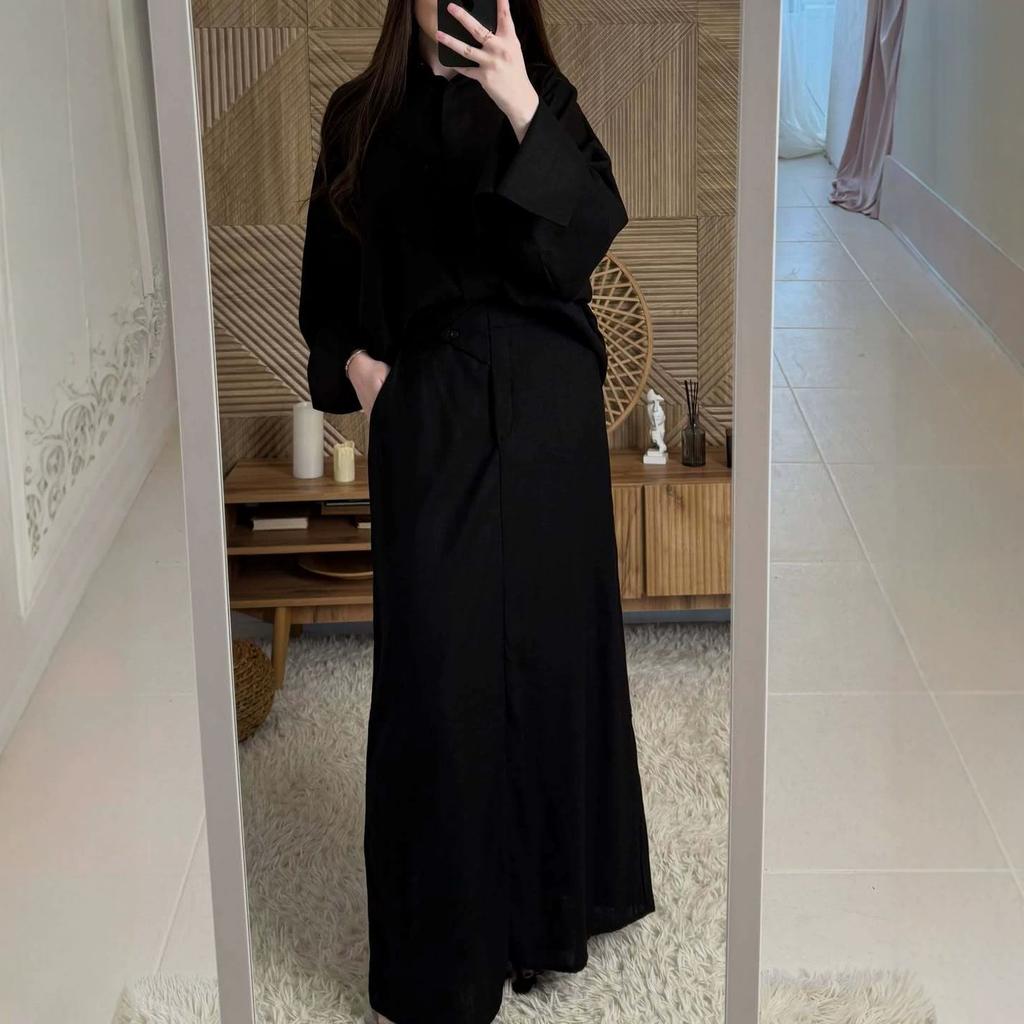 Spring and Autumn New European and American Women's Clothing Cross-border Long Sleeve Versatile Shirt Top Casual Skirt Two-piece Set