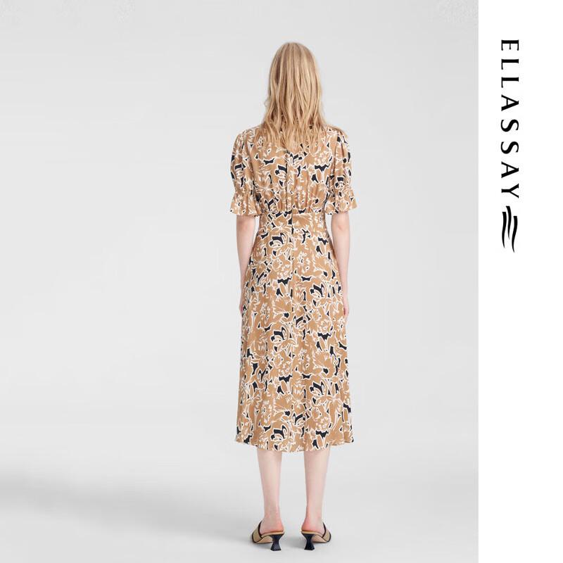 ELLASSAY Women's Elegant Floral Print Wrap Midi Dress