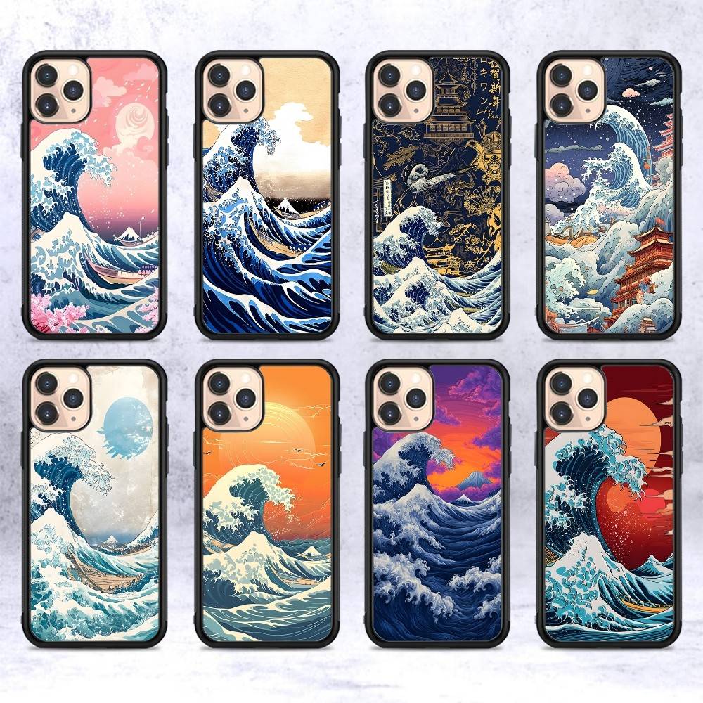 Kanagawa Great Wave Anime Phone Case For Iphone 16 15 14 13 12 11 Pro Max Plus Shockproof TPU+PC Hard Case
