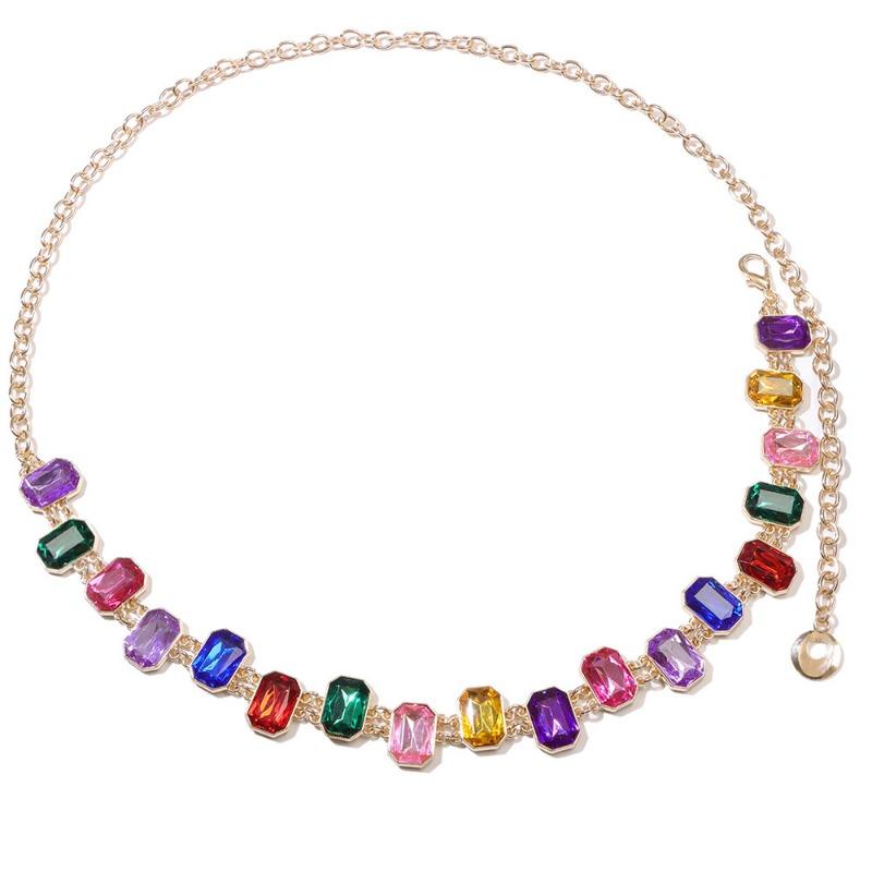 Mary New waist chain, European and American high-end color full diamond crystal waist chain, niche retro dress accessories