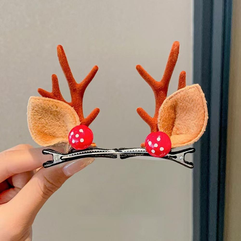 2pcs Assorted Christmas Reindeer Antler Hair Cute Pinecones Mushrooms Festive Accessories Holiday Parties Celebrations Hairpin