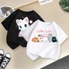 2-13Y Children T-shirt Cat Printed Kids Clothes 100% Cotton T-shirt Tops Tee Boys Girls Baby Tee