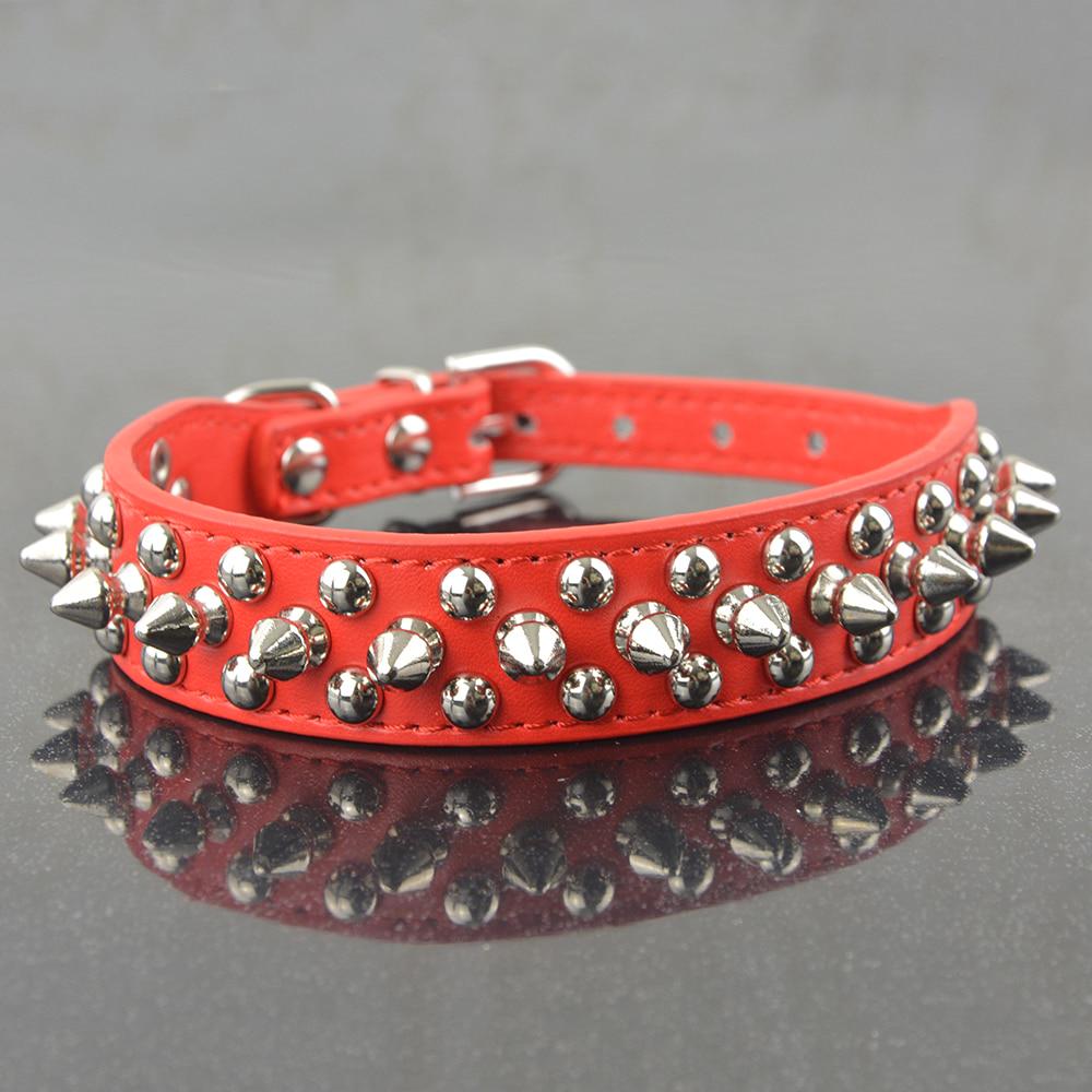Pet Dog Rivet Collar Spiked Studded Strap Faux Leather Buckle Neck Collar 2.5cm Width