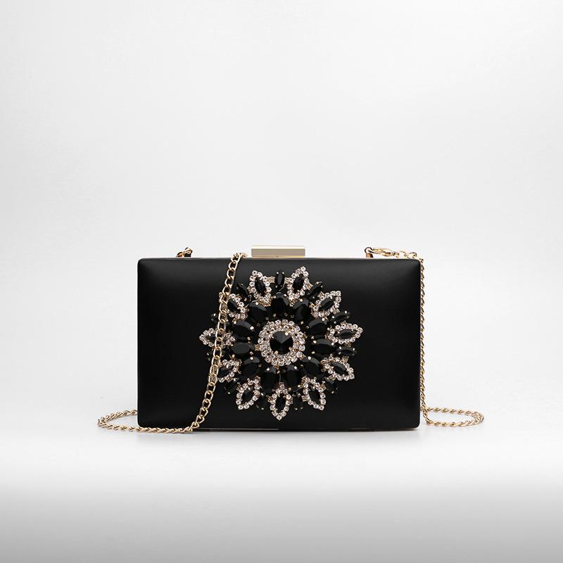 

2025 New Designer Women Clutch Bag Wedding Clutch Purse Bridal Evening Crystal Sunflower Handbags Ladies Luxury Crossbody Bags чёрный