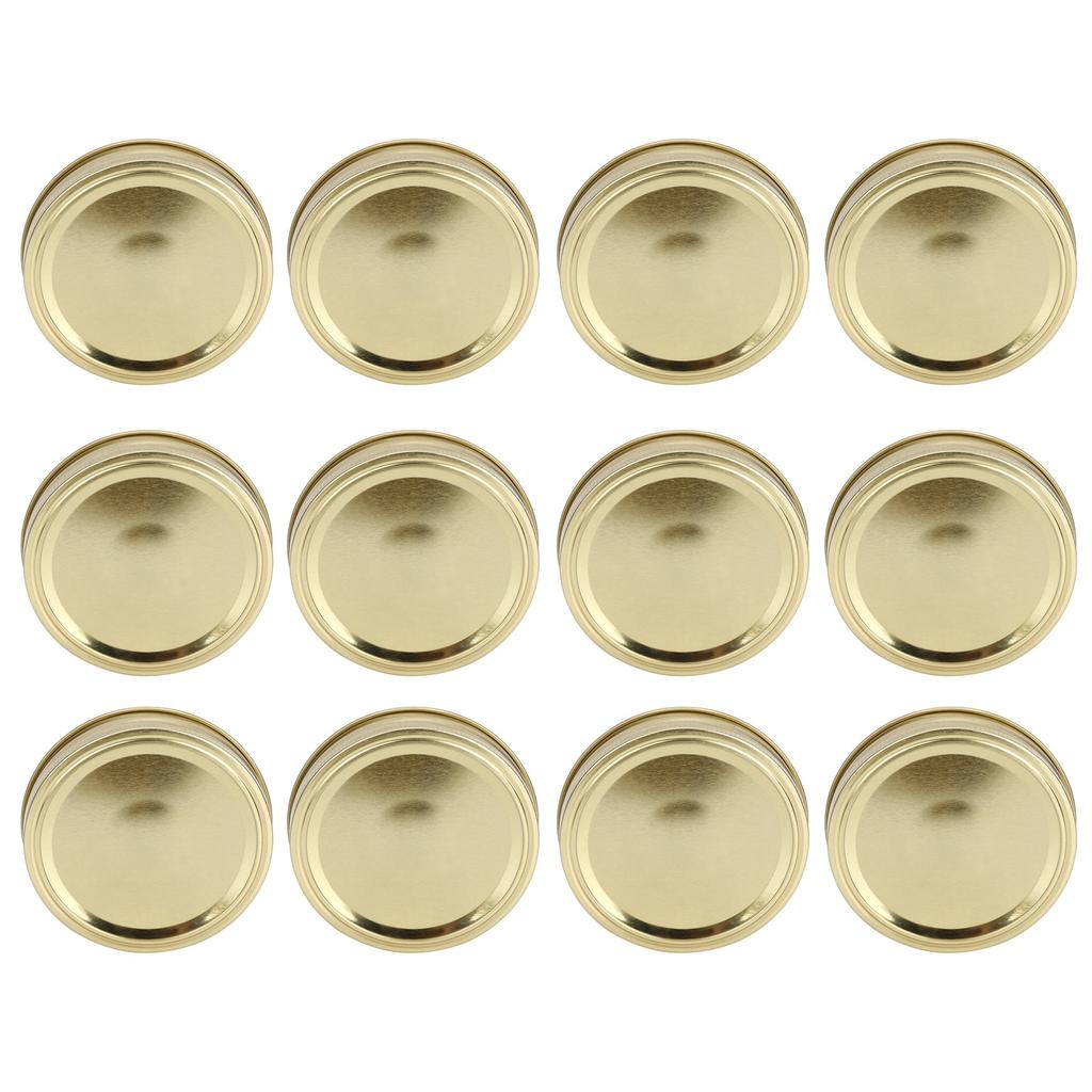 12Pcs Stainless Steel Split Type Glass Jar Lids Round Lkproof Sling Covers Kitchen Supply(XH00179 Gold )