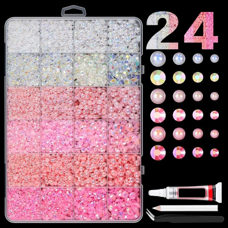 Premium Resin Nail Art Gems Pearls Style Flat Back Rhinestones For Professional Or Home Manicure Flatback Gems