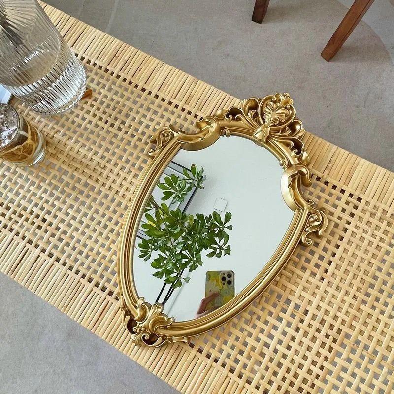 Specchio da Ingresso Corridoio con Cornice in Plastica da Appendere Ingresso Specchio da Parete Leggero per Sopra il Lavandino Vassoio Rettangolare Dorato