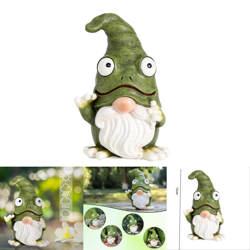 Cute Frog Gnome Figurine Resin Craft For Indoor Outdoor Garden Decor