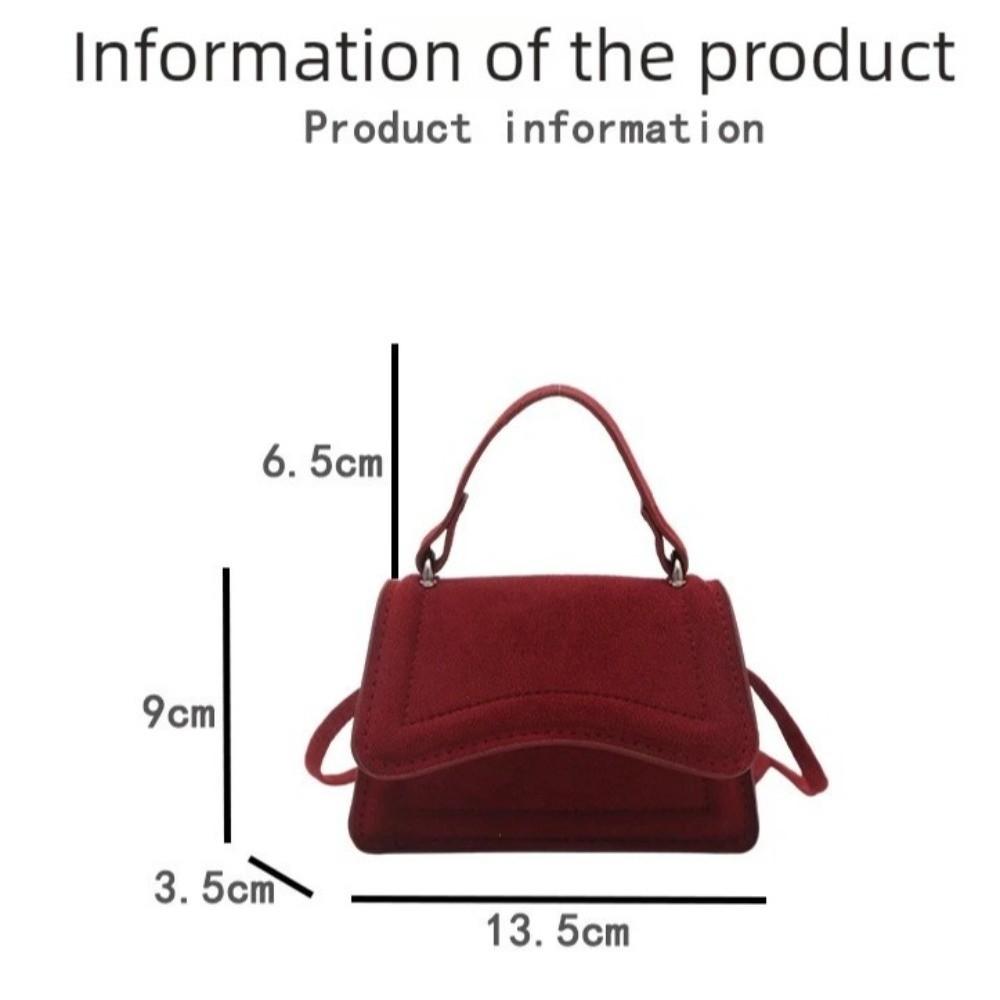 Fashion Suede Crossbody Bag Square Shape Solid Color Small Handbag Mini Shoulder Bag Daily Use