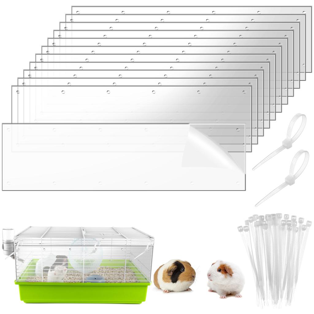 12 Piezas 14" X 4.5" Forro de Borde para Jaula de Mascotas PVC Transparente Protector contra Orina Revestimiento Lateral Accesorios de Jaula Para Conejo Hurón Hámster Rata Ardilla