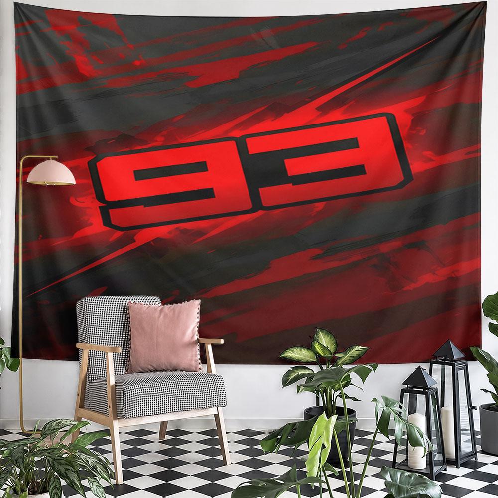 "Bold Red 93 Graphic On Black" Pattern Wall Hanging Tapestry Decorative Tapestry Home Decor for Bedroom and Living Room