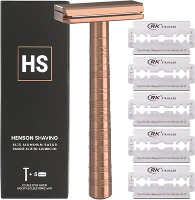 HENSON SHAVING AL13 Mild Safety Razor In Copper, AS9100 Aerospace-Grade Precision Machined, Genuine Product with Warranty