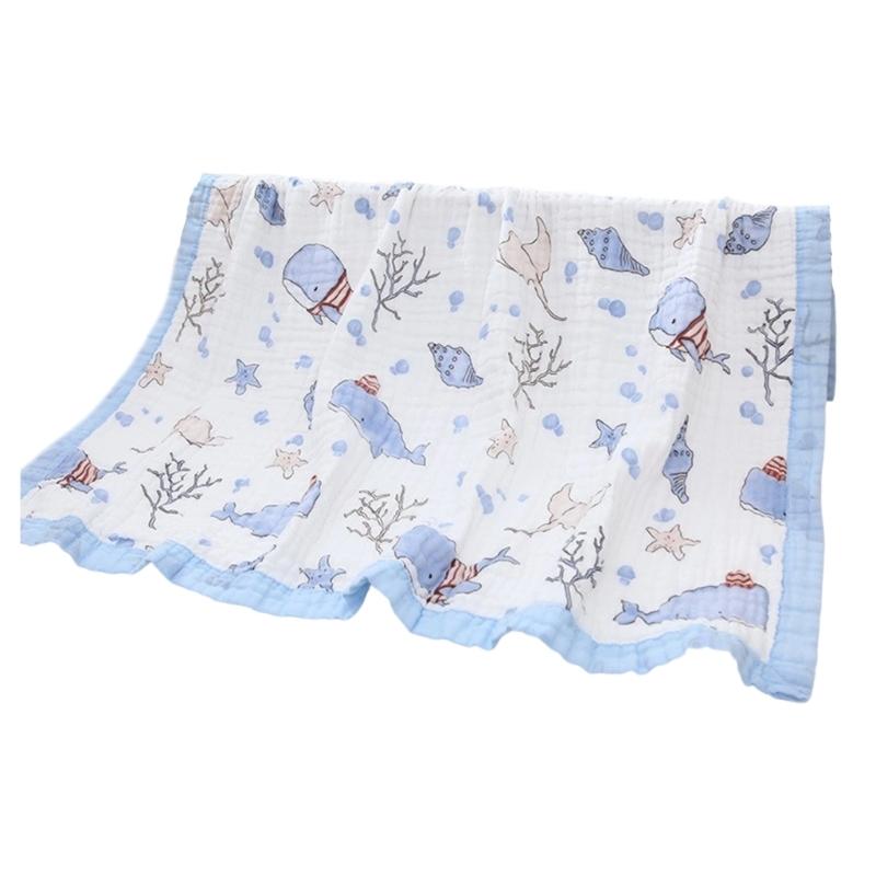 Large Size Infant Bath Blanket High Density Gauze Bath Towel 6-layer for Delicate Skin Quick Drying and Breathable