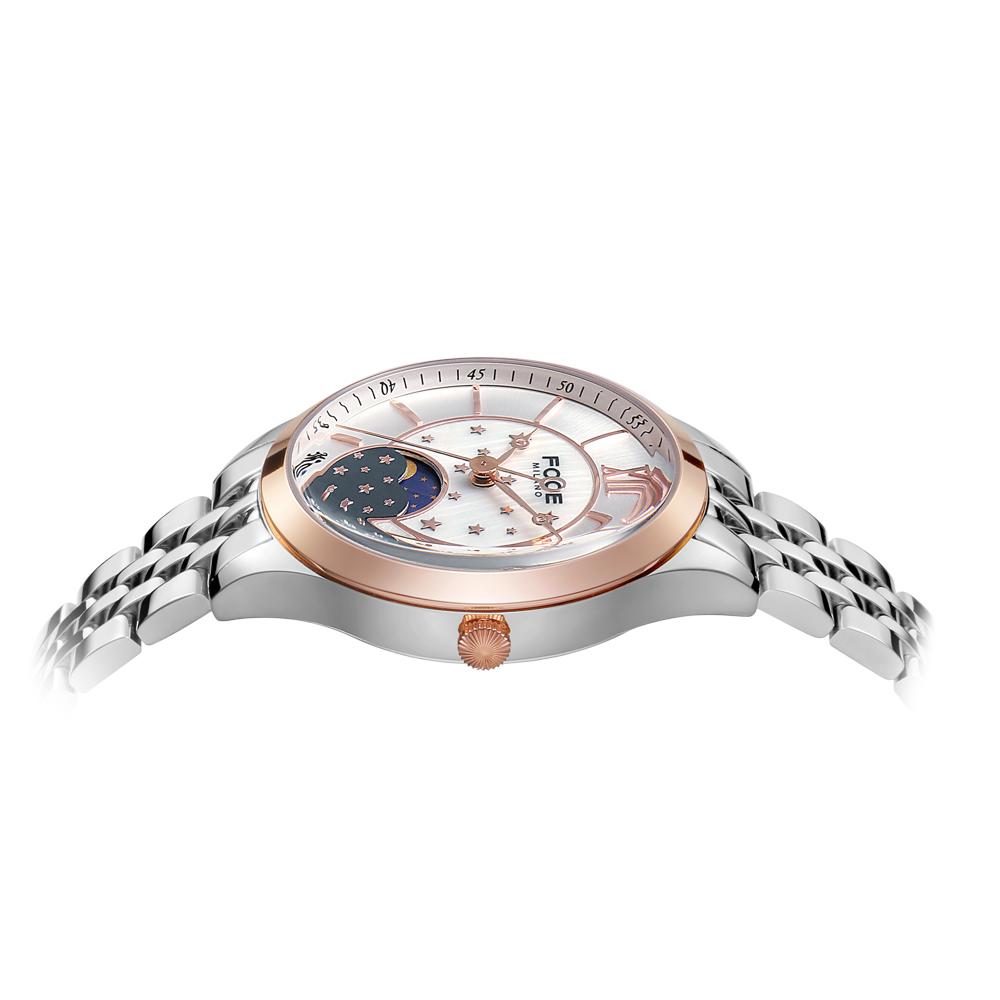 Poche 34Mm Women'S Moonphase Metal Watch Fm7603Lm-Wrg