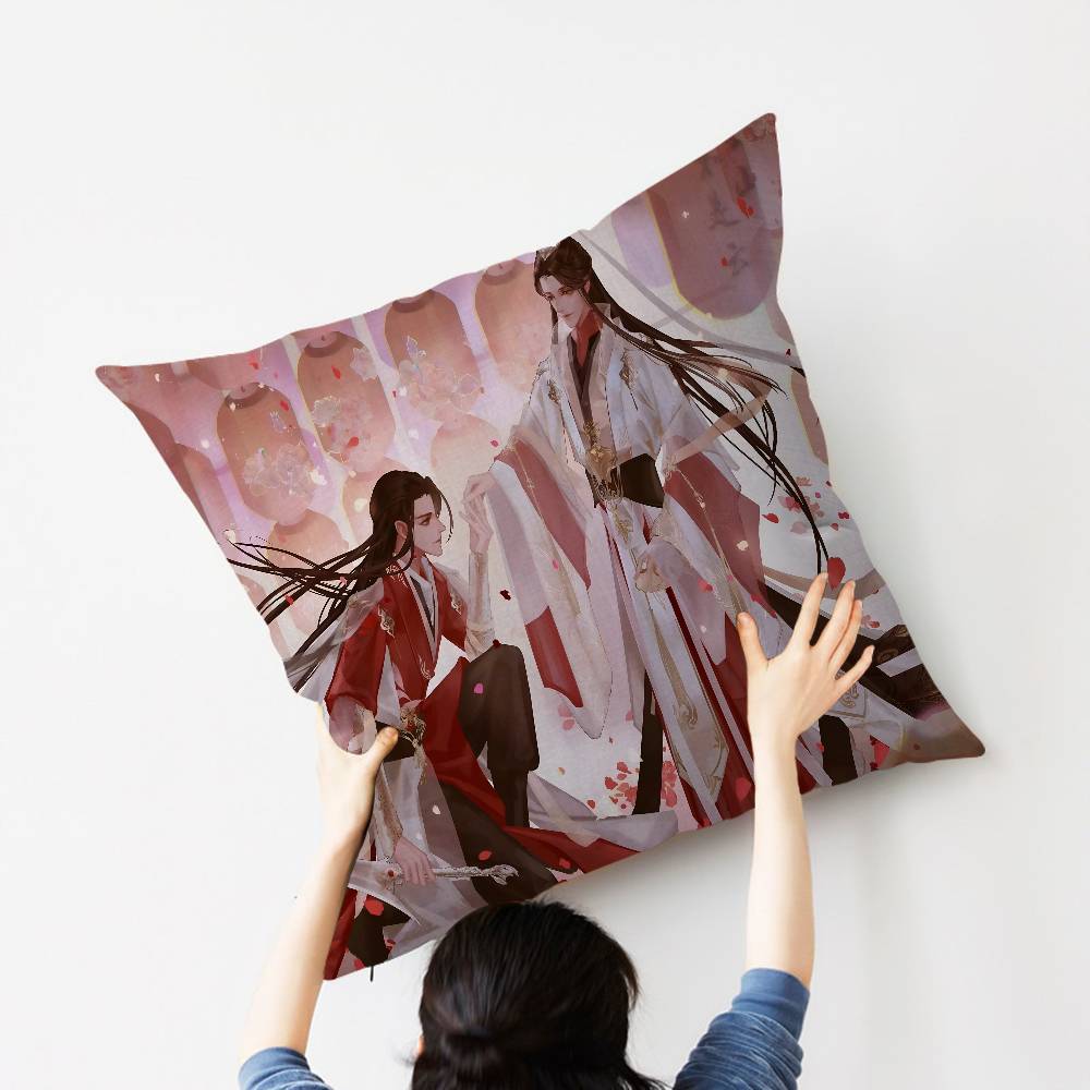 1pc Heavenly Officials Blessing Animation Cushion Cover Car Throw Pillow Case For Sofa Car Christmas Gift 40x40cm 45x45cm