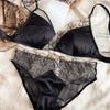 Summer Women Underwear Sexy Lace Embroidery Bra Set French Thin Cup Silken Wireless Bralette Ladies Lingerie Briefs With Thong