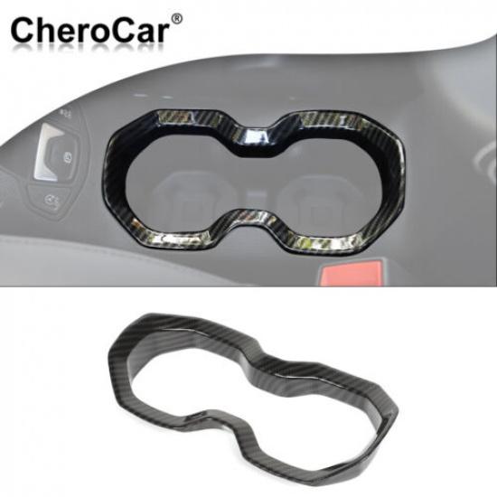 Front Cup Bottle Holder Frame Trim Cover for Jeep Renegade 2016-22 Carbon Fiber