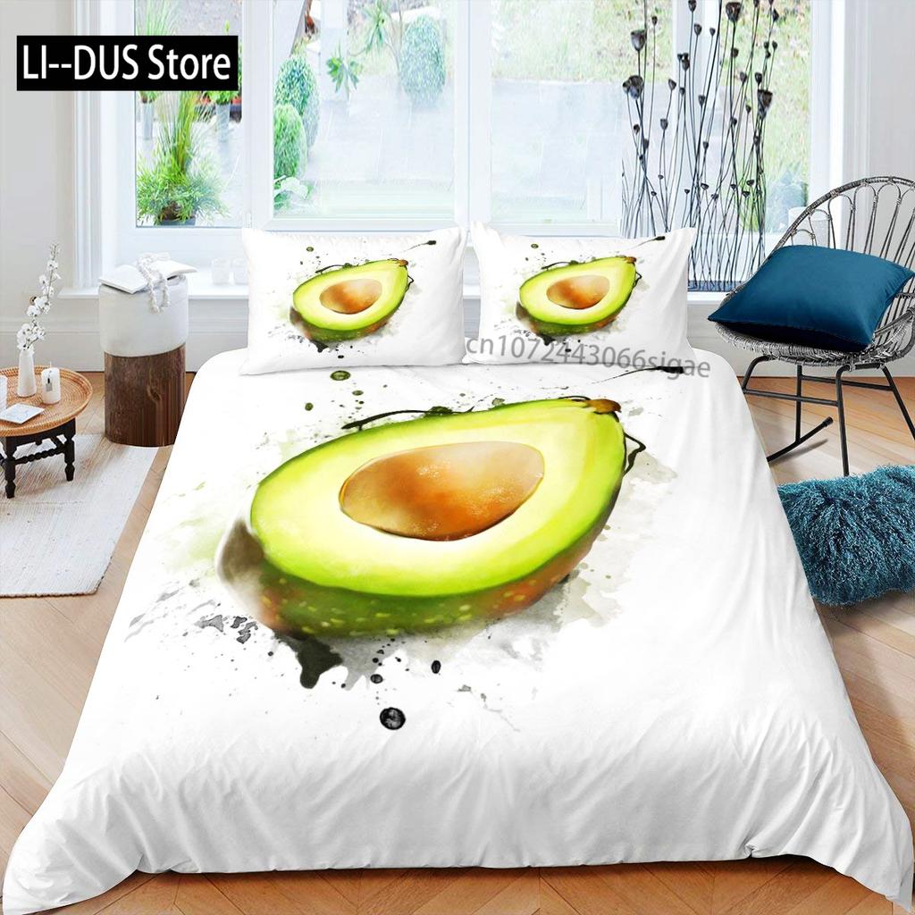Avocado Duvet Cover for KidsCute Avocado Bedding Set Green Tropical Fruits Comforter Cover for Kids Boys Girls with Pillowcase