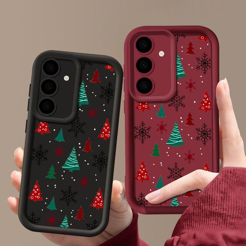 For Samsung Galaxy S25 Edge S24 Ultra S23 S22 Plus S21 FE A16 A26 A17 A35 A36 A54 A55 A56 5G Capa Christmas Tree Snowflake Case