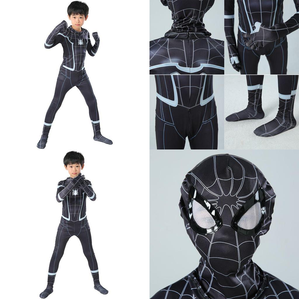 Atemberaubendes Schwarzes Spider-man Homecoming Cosplay-Kostüm mit atmungsaktivem Material für Kinder und Erwachsene