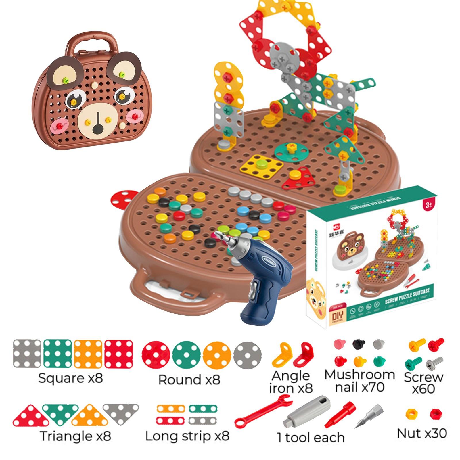 

Детский развивающий сборочный ящик для инструментов, электрическая отвертка для затягивания винтов и детский ящик для инструментов, игрушки One Size