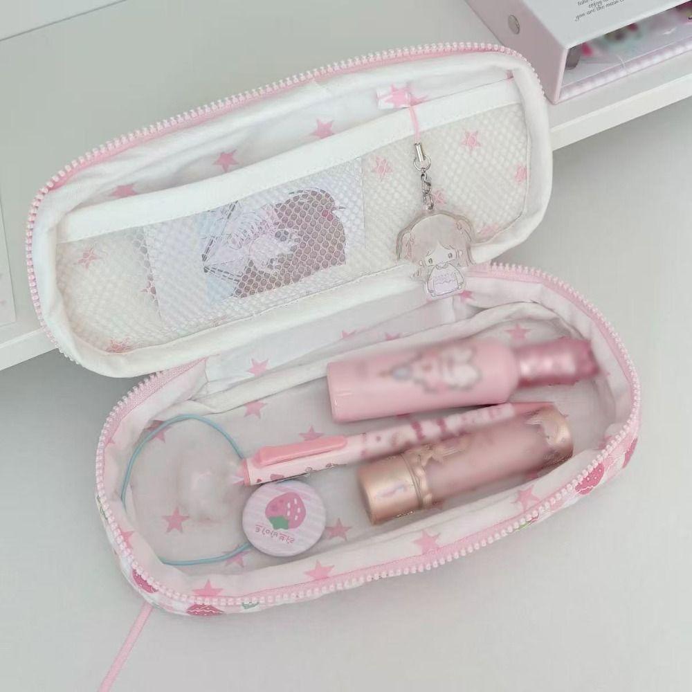 Strawberry Design Pen Bag Large Capacity Pen Pouch High Quality Stationery Bag  Students
