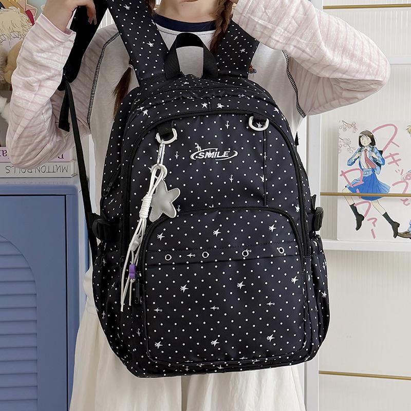 School bag new INS style star backpack, cute large-capacity backpack for girls, middle and high school students, casual travel backpack