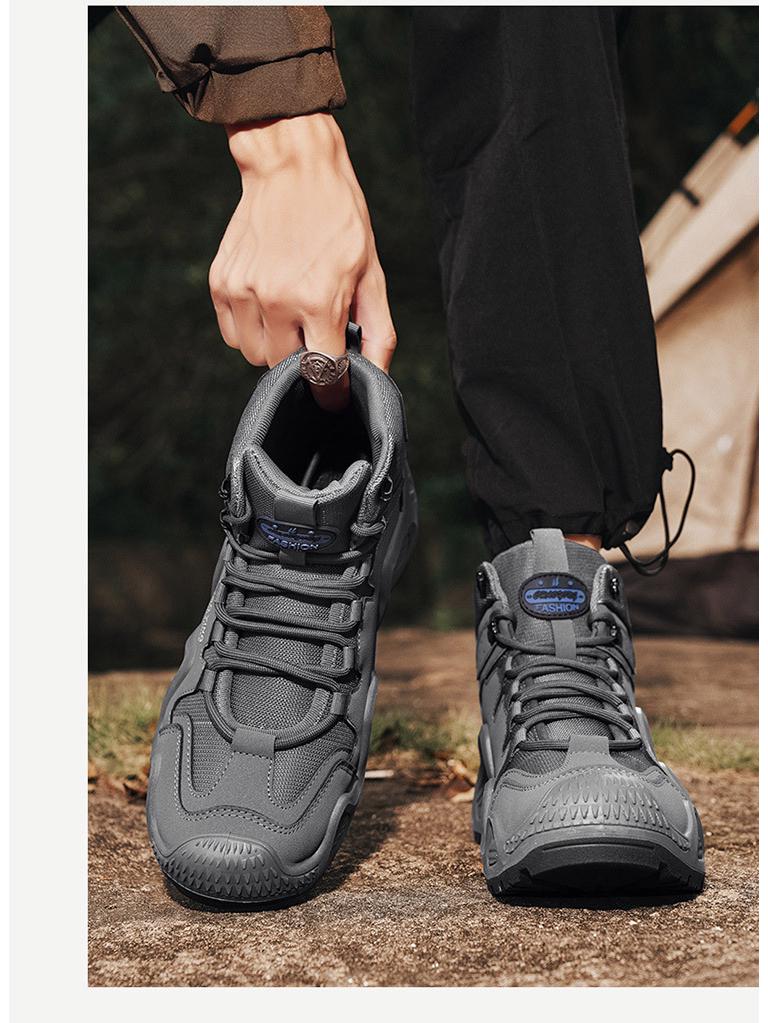 Męskie ultralekkie wodoodporne buty trekkingowe i taktyczne typu high-top - oddychające buty outdoorowe bojowe i pustynne