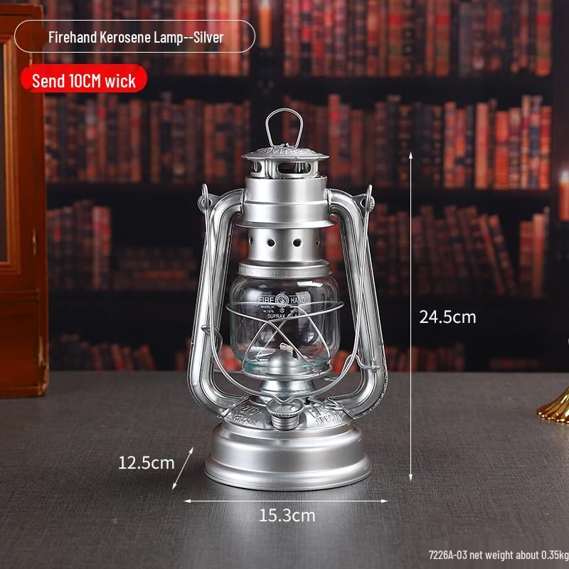 Vintage Wrought Iron Kerosene Camping Lantern - Nostalgic, Decorative Cafe Ornaments & Photo Props