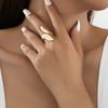 3 Stück/Set Vintage Goldfarben Wassertropfen Ringe für Damen Mode Kreativ Metall Glatt Geometrisch Verstellbarer Offener Ring Zirkon
