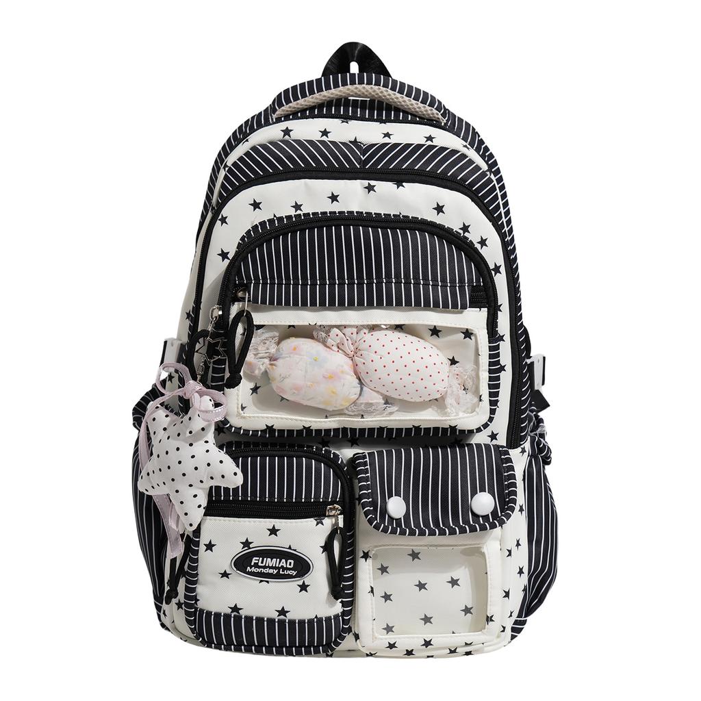 Schoolbag New Schoolbag Female Japanese Ins Cute Dopamine Contrasting Color College Style Primary and Secondary School Students Multi-compartment 