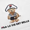 FILA Cartoon Bear Print Round Neck Short Sleeve T-Shirt Women tops White F11W218110FWT