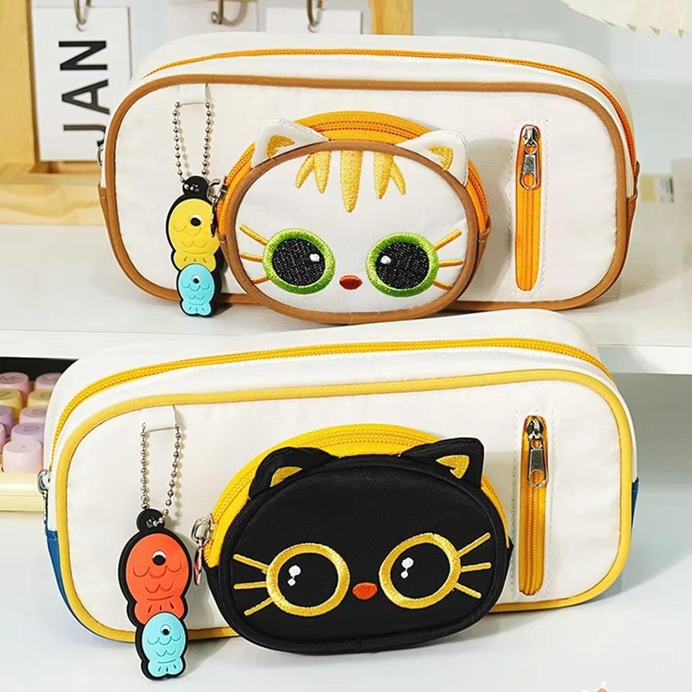 Cartoon Pencil Case Portable Pen Box Stylish Accessory 3D Cat Pen Bag  Office