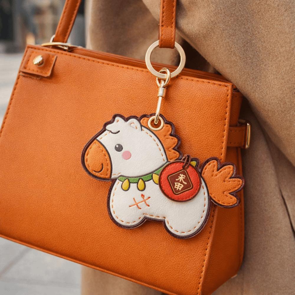 Leather Horse Pendant Cartoon Chinese New Year Gift Cute Horse Keychain  Year of The Horse
