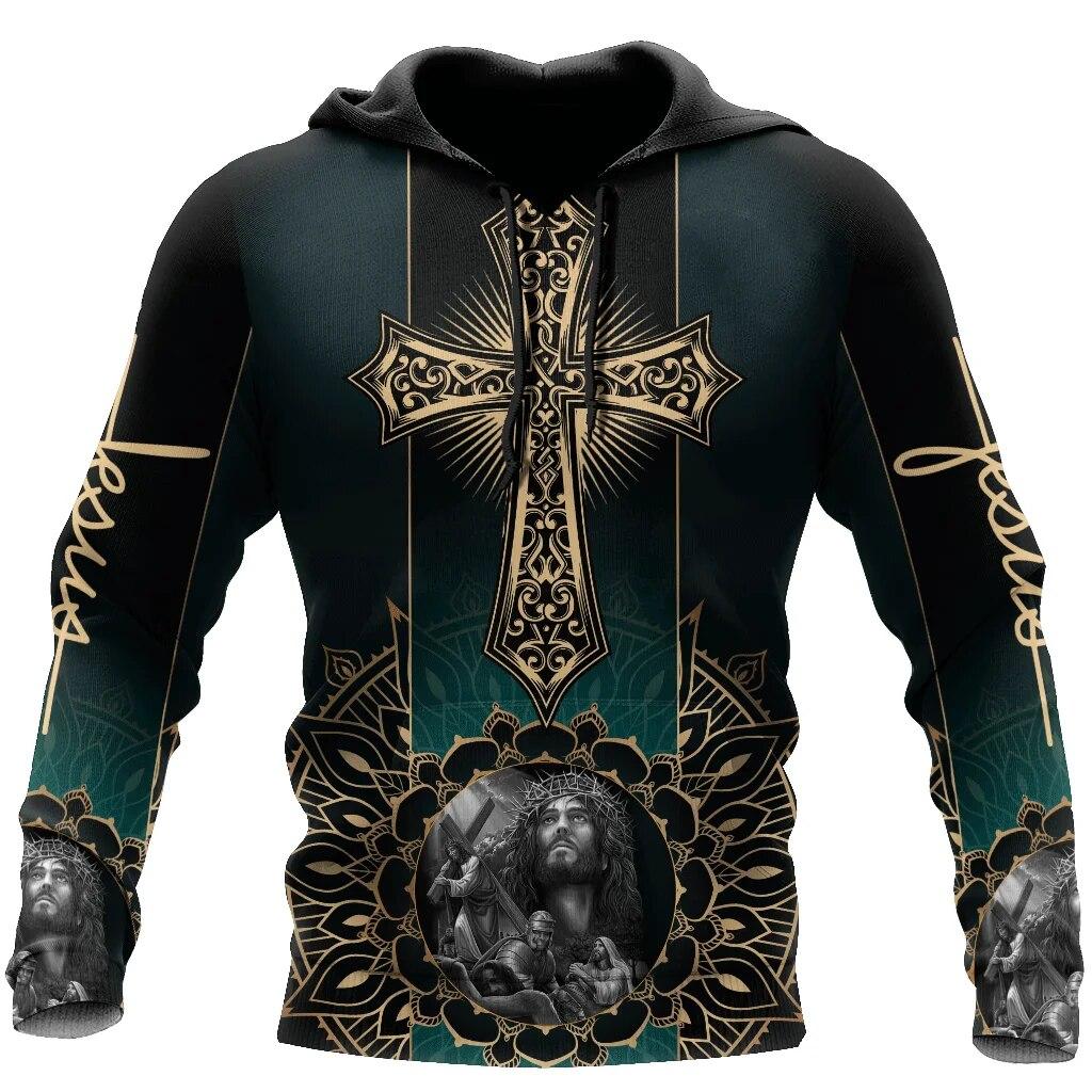 Men's Hoodie Jesus Christ 3D Print Sweatshirt Spring Fall Designer Fashion Casual Pullover Oversized Y2k Clothes Stranger Things