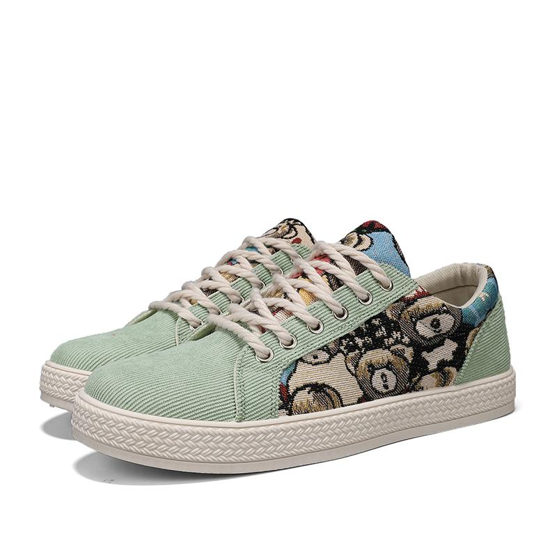 Men's Shoes Summer Breathable Anti Slip Versatile Printed Soft Soled Youth Canvas Oil Painting Original Casual Board Shoe