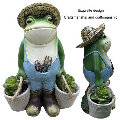 Frog Potted Ornament Resin Frog Succulent Flower Pot Creative Small Frog Figurine Planter for Indoor Outdoor Decor