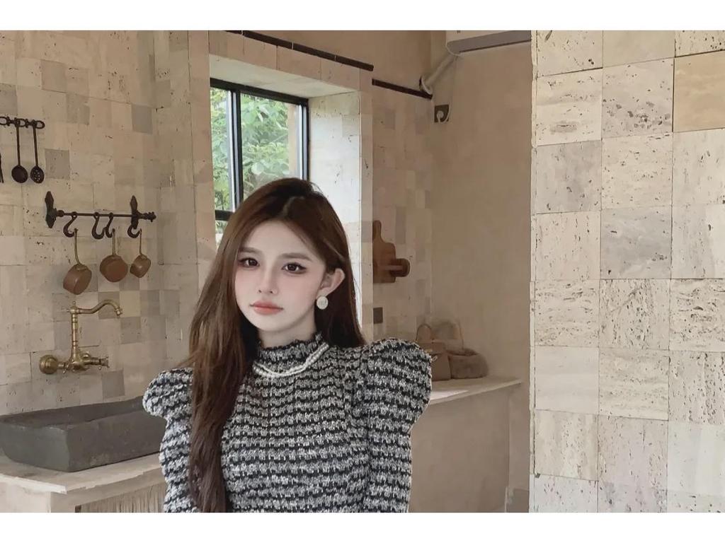 2024 Herbst Koreanischer Palaststil Puffärmel Slim Fit Oberteil