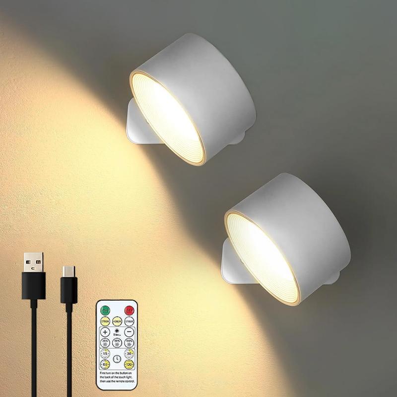 1/2PCS Magnetic Portable Wall LampTouch Remote Adjust USB Rechargeable Bedside No-wiring Cabinet Bedroom LED Reading Night Lamp