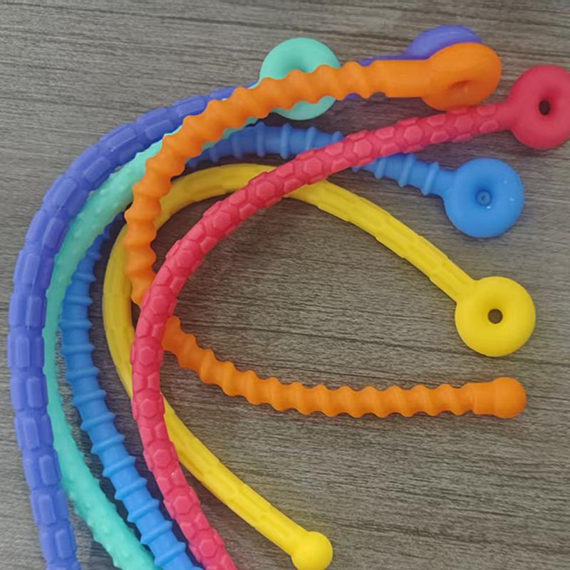 6Pcs Sensory Stick Textured Silicone Stretchy Strings Fidget Toys For Calming Down Anxiety Adhd Stress Relief Gifts